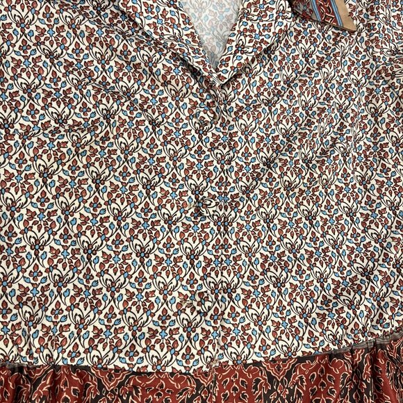 Vintage 70s Honeycomb Western Dress Womens M 8 Earth Tones Prairie Cottagecore - Picture 9 of 16